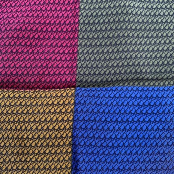 Dior Pink Black Aqua Gold Trotter Logo Print Silk Scarf - Picture 4 of 5